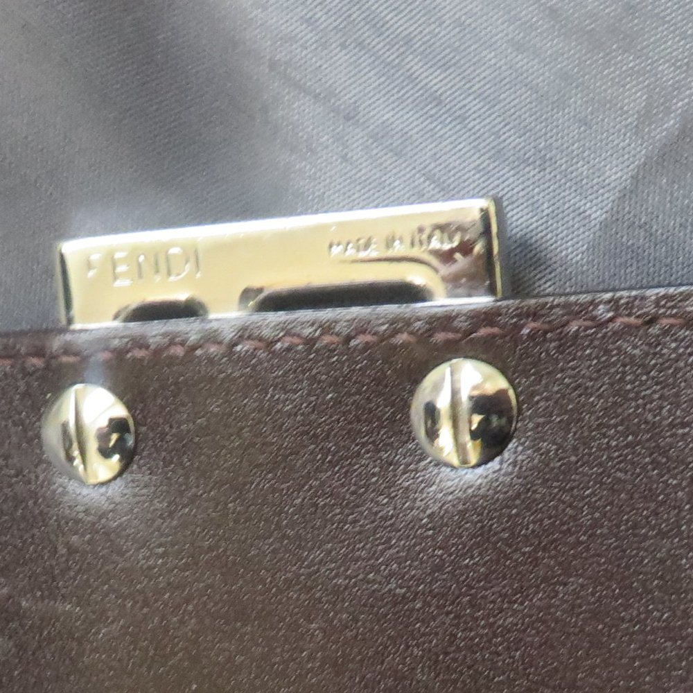 ❤️ Auth FENDI Double Flap Zucca Canvas & Leather Shoulder Bag Italy +DUSTBAG - Picture 10 of 15